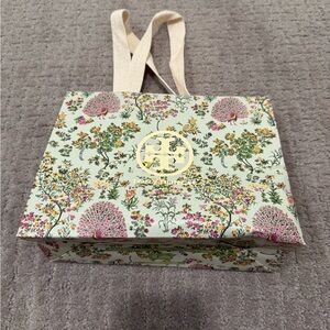 Tory Burch Floral Shopping Bag with Cream Handles